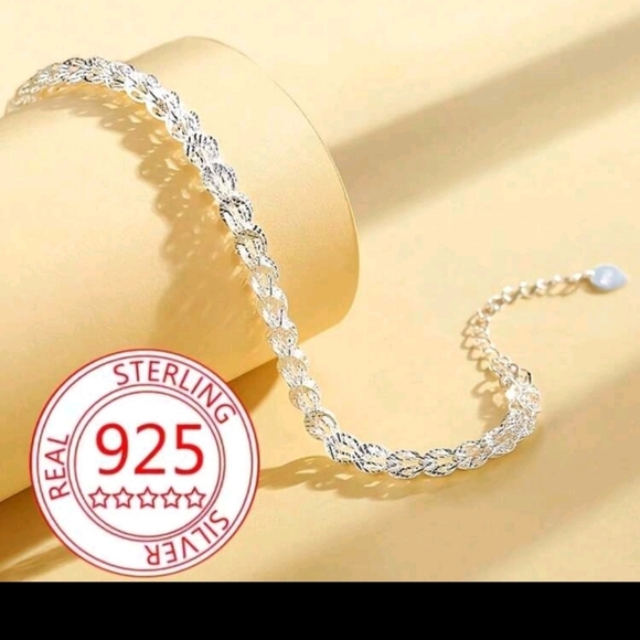 Elegant S925 Sterling Silver Plated Phoenix Tail Link Chain Bracelet 7"+extender - Picture 6 of 9